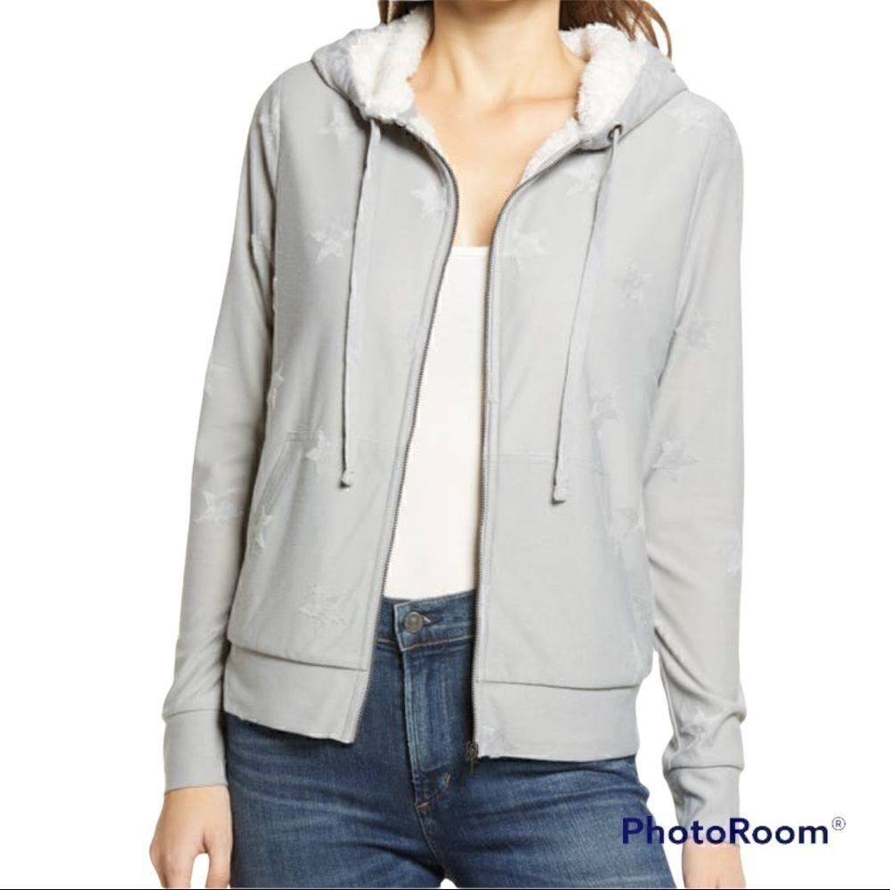 Bobeau zip hoodie with stars.  NWOT. S